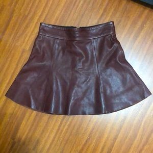 A.L.C. Maroon/burgundy leather skirt